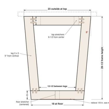 Full-size leg frame drawing