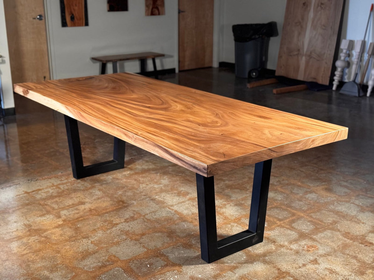 Monkey pod dining table built by M2 Furniture Company