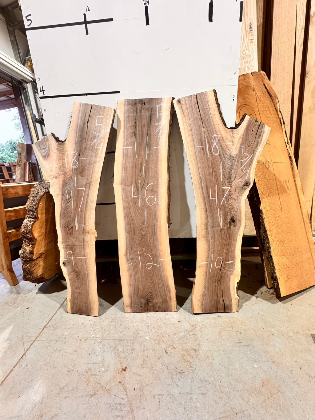 Black walnut live edge slab, grain detail
