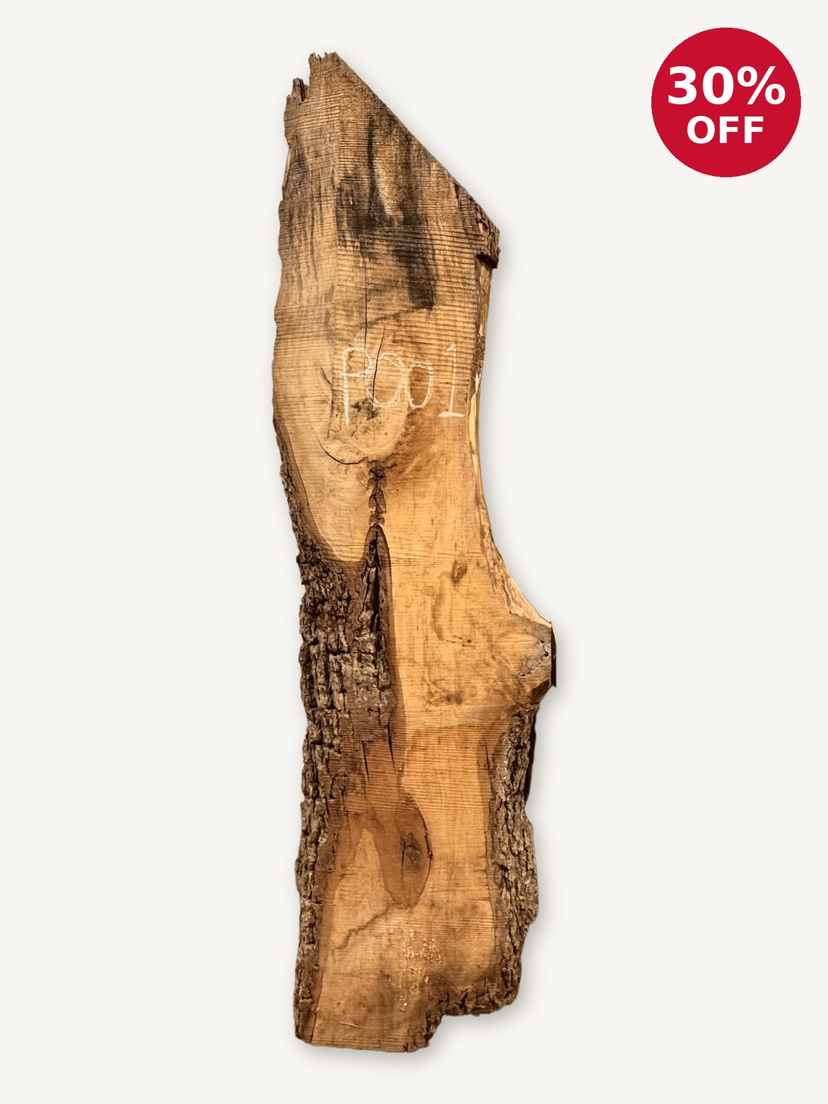 Pecan live edge slab P001, front face