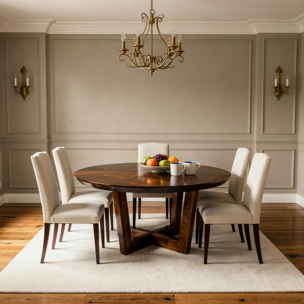 The Runden Round Dining Table built by M2 Furniture Company