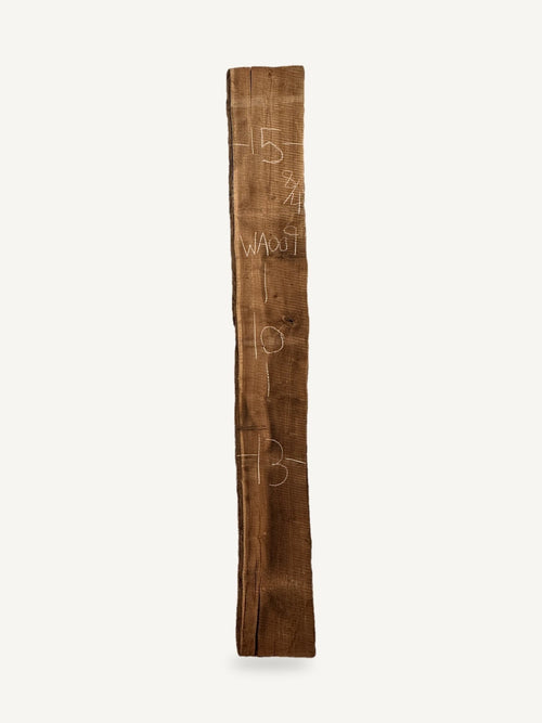 Black walnut live edge slab WA009, back face with chalked dimensions
