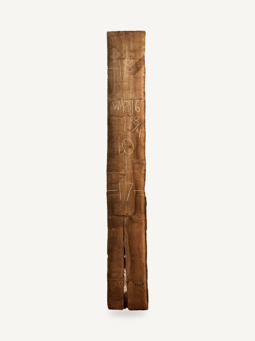 Black walnut live edge slab WA016, back face with chalked dimensions