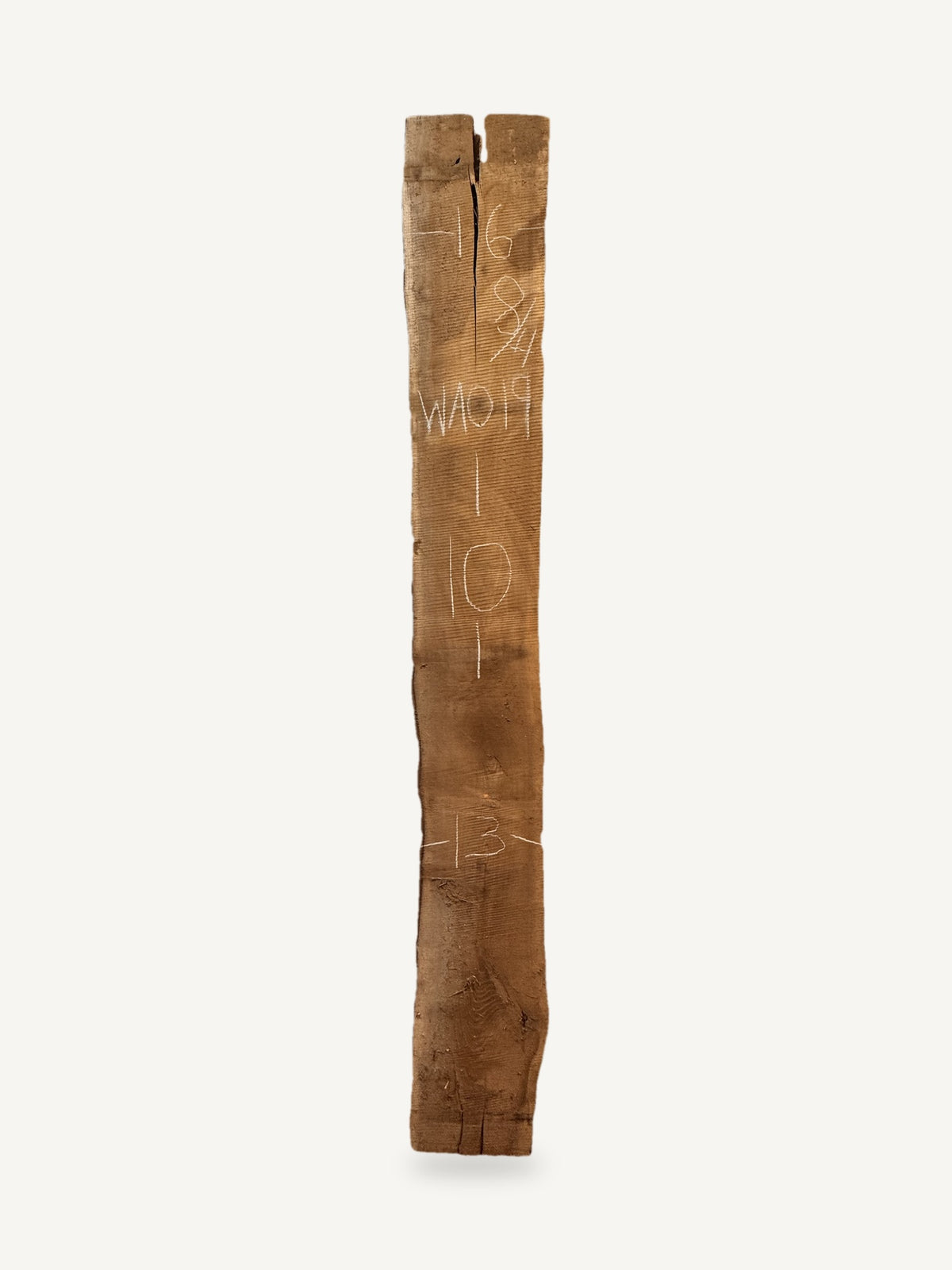 Black walnut live edge slab WA019, back face with chalked dimensions