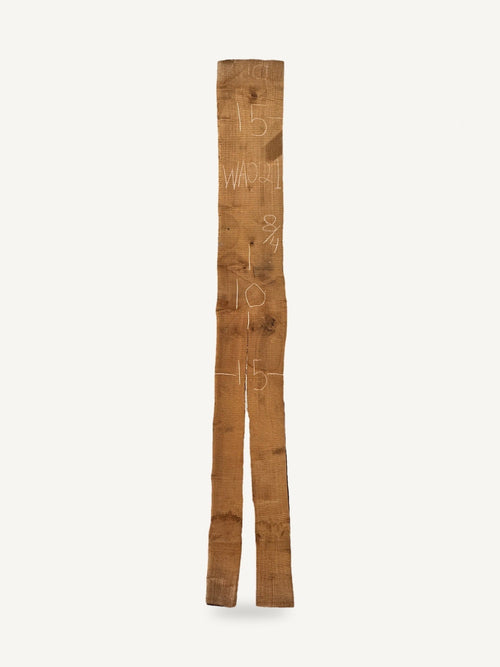 Black walnut live edge slab WA021, back face with chalked dimensions