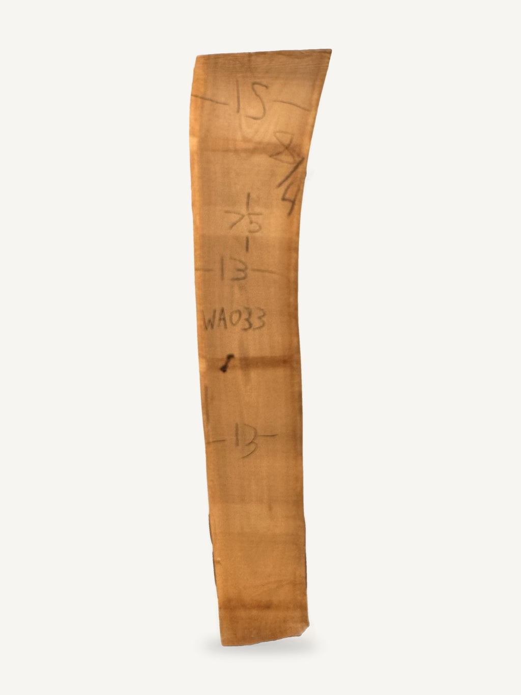Black walnut live edge slab WA033, back face with chalked dimensions