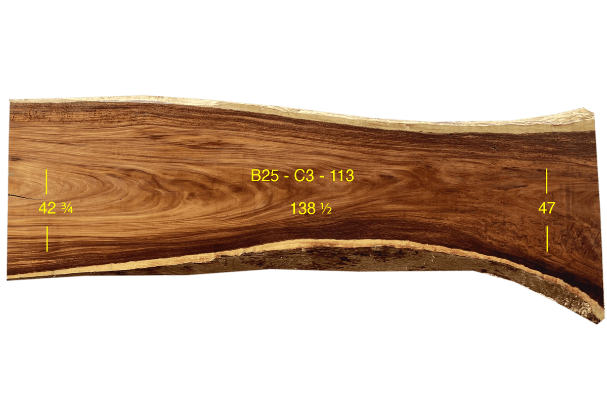 Monkey Pod Slab - C3-B25-113 - 138.5in L x 44.9in W x 3in T