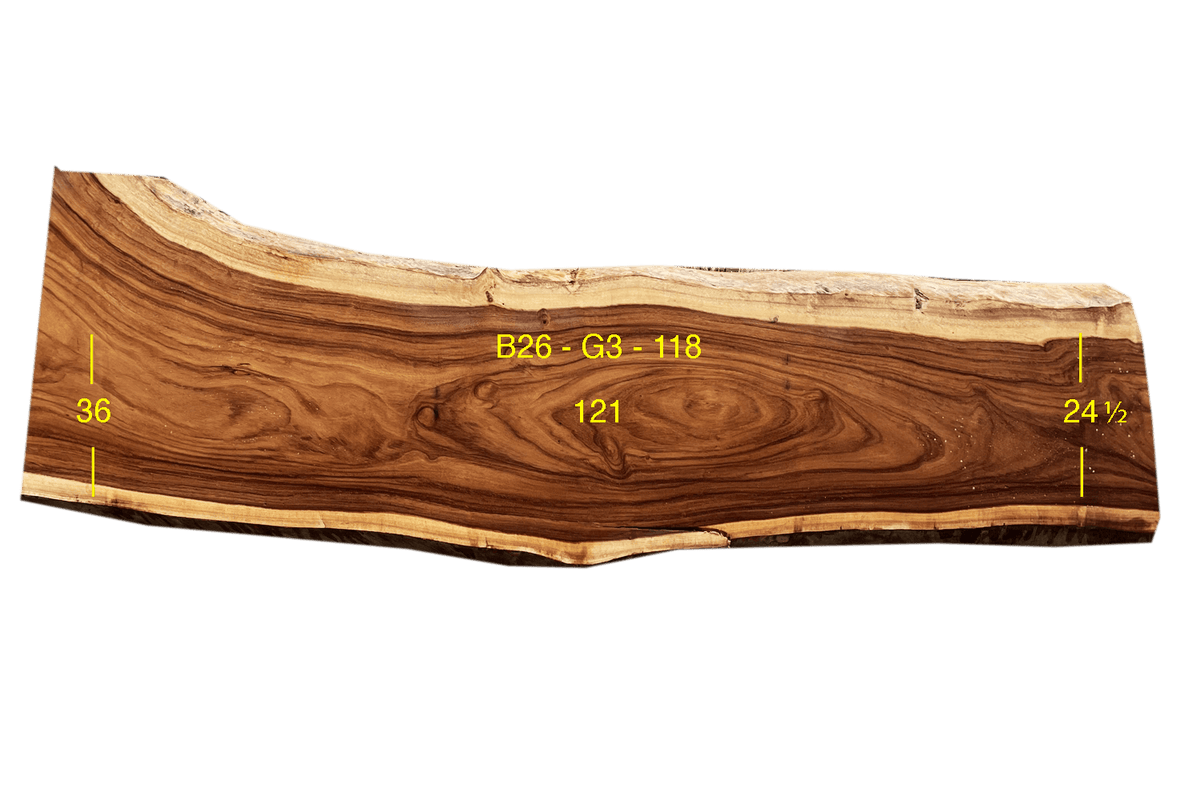 Parota Slab - G3-B26-118 - 121in L x 30.3in W x 3in T