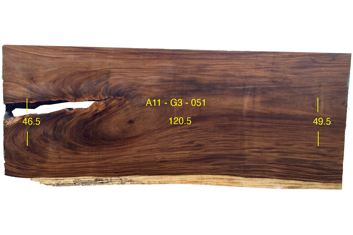 Parota Slab - G3-A11-051 - 120.5in L x 48in W x 3in T