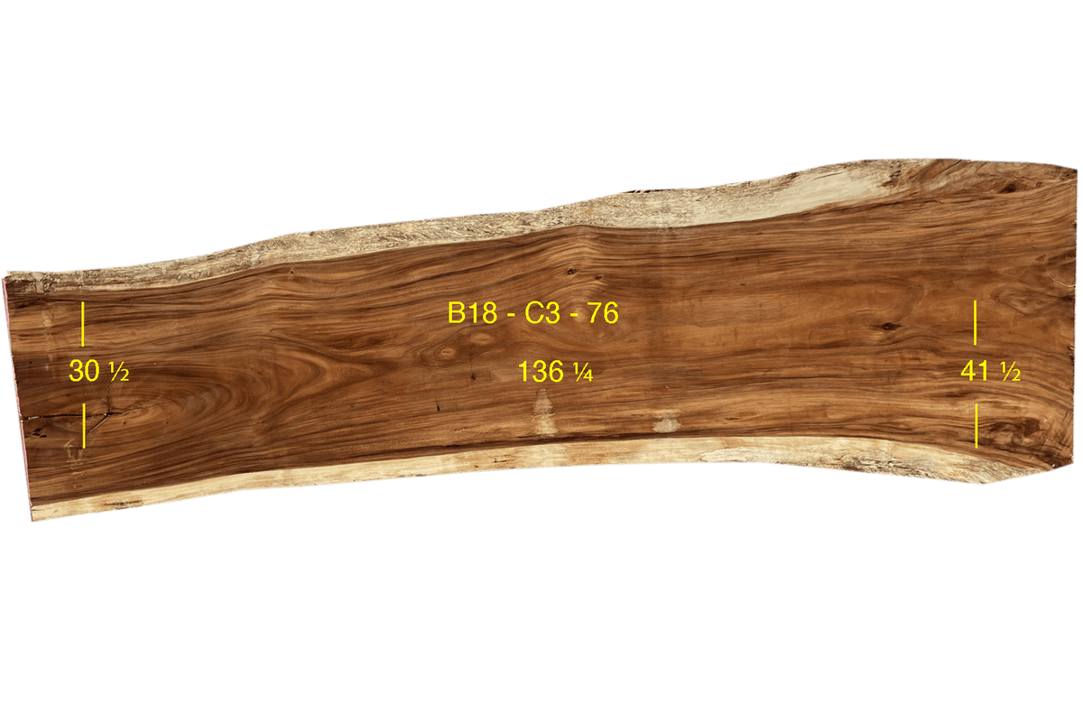Monkey Pod Slab - C3-B18-076 - 136.3in L x 36in W x 3in T