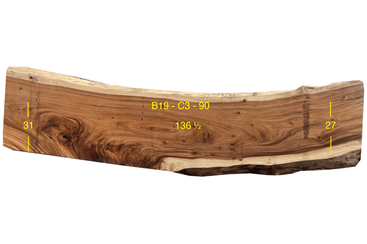 Monkey Pod Slab - C3-B19-090 - 136.5in L x 29in W x 3in T
