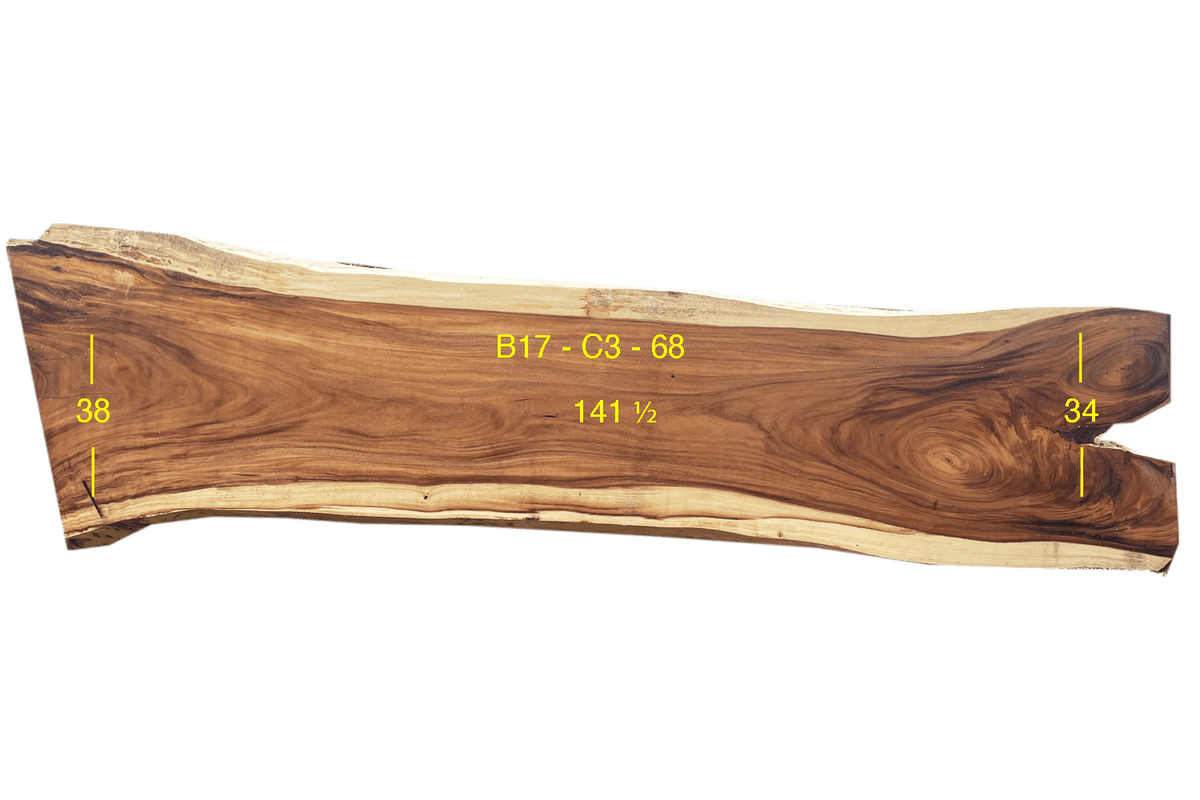 Monkey Pod Slab - C3-B17-068 - 141.5in L x 36in W x 3in T