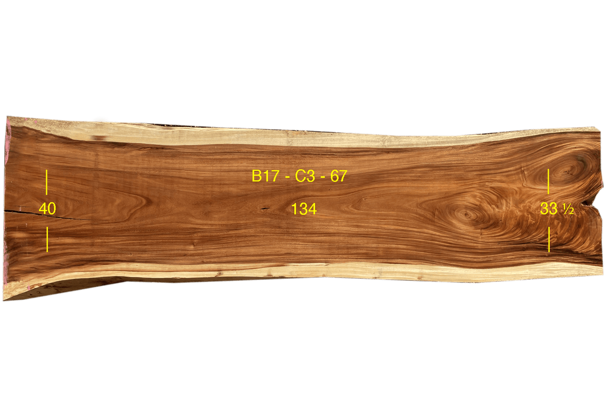 Monkey Pod Slab - C3-B17-067 - 134in L x 36.8in W x 3in T