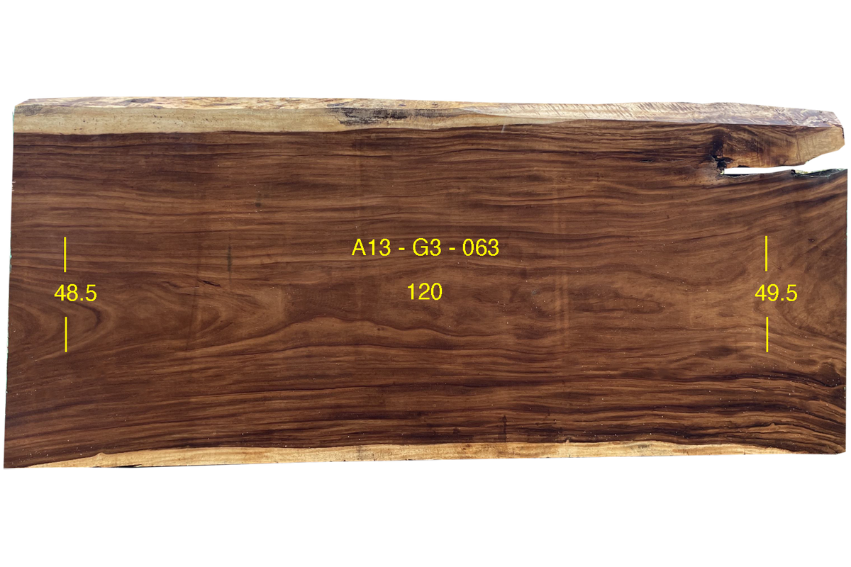 Parota Slab - G3-A13-063 - 120in L x 49in W x 3in T