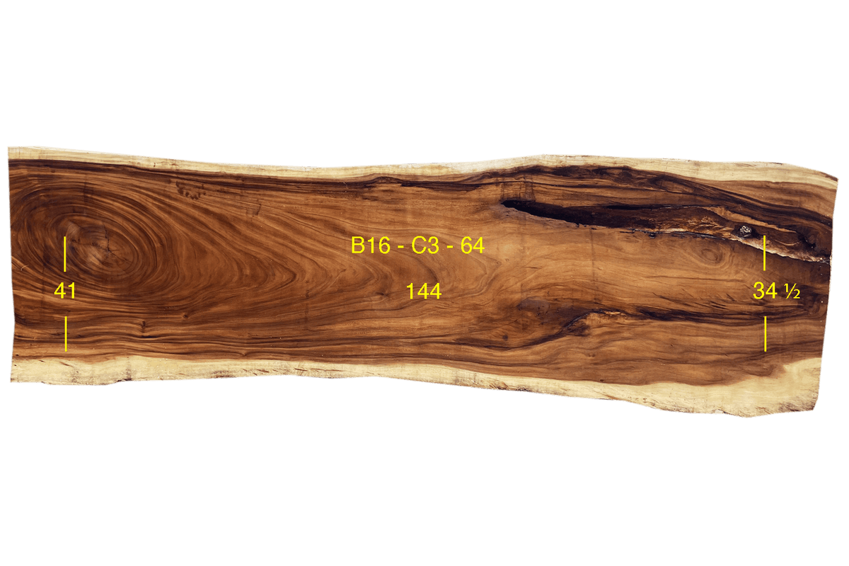 Monkey Pod Slab - C3-B16-064 - 144in L x 37.8in W x 3in T