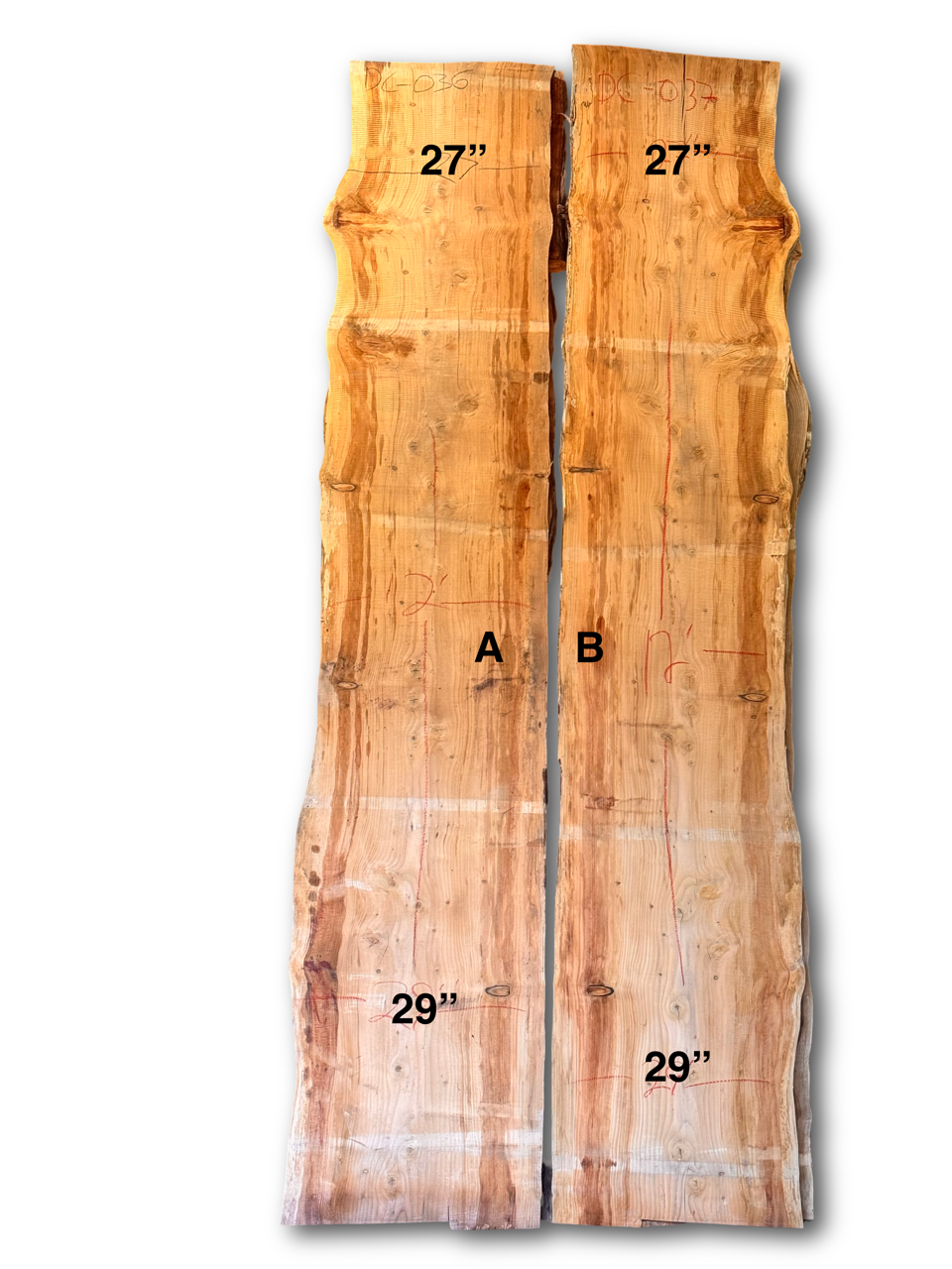 Deodar Cedar Slab - DC-B36 - Bookmatched Set - 144in L x 54in W x 2.5in T