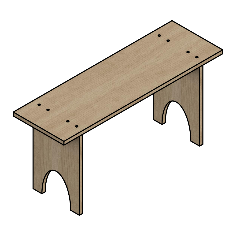 Shaker bench woodworking plans drawing