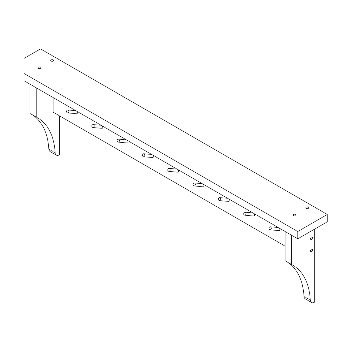 Shaker peg shelf woodworking plans drawing